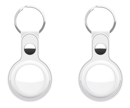 Akcesoria GSM i GPS KeyBudz AirTag Keyring skórzane etui do AirTag white 2 sztuki IEOKBAT2WH